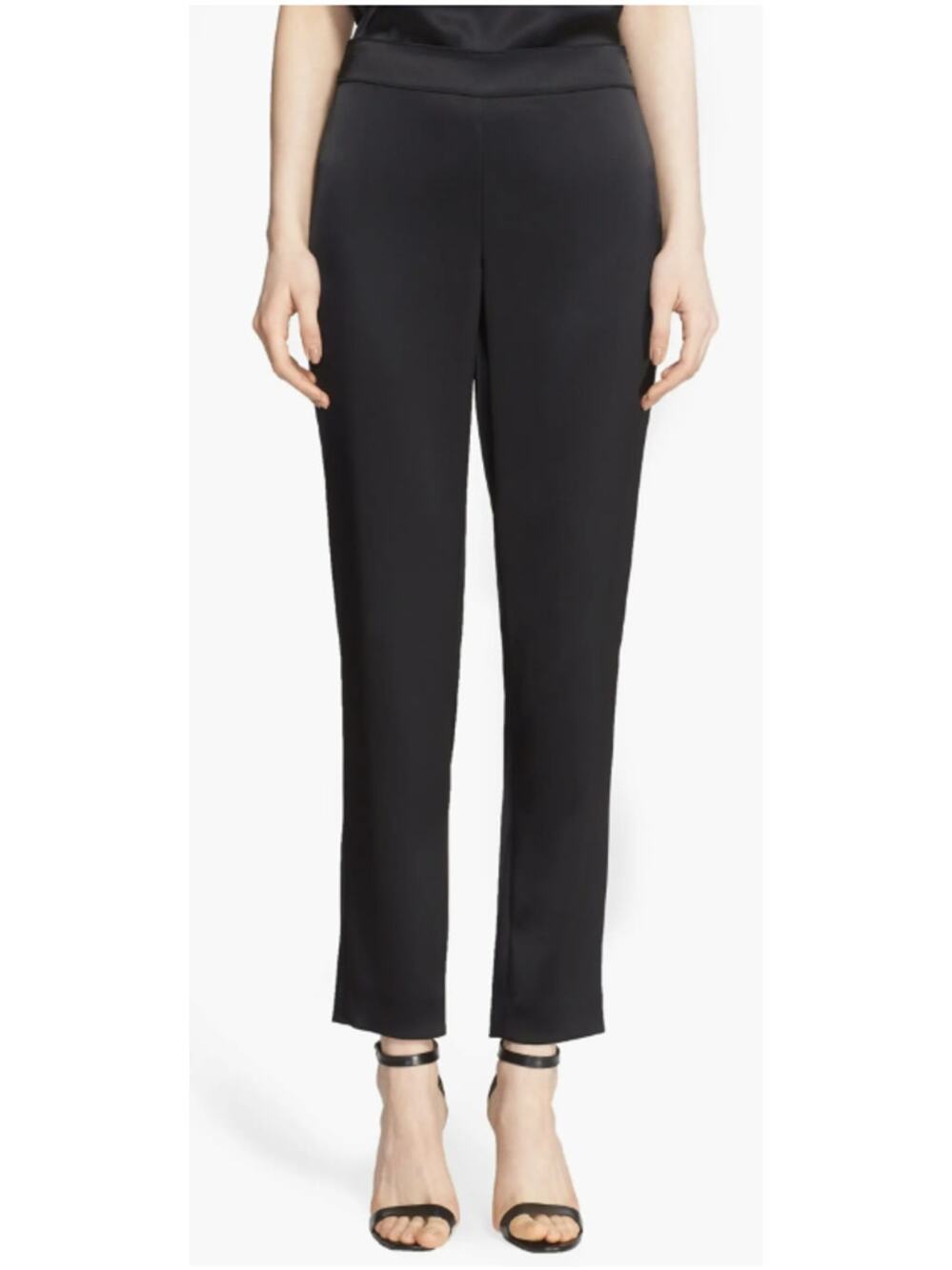 St. John Caviar Emma Satin Ankle Pants Black Size 10